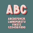 © Ekaterina - Retro Font. Bold Alphabet. Volumetric Old Letters and Numbers.