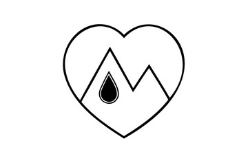 Poster - Heart shaped mountains and water drop icon design