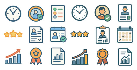Poster - Business and office icon set for efficiency and organization