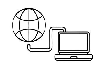 Fototapete - Global internet connection laptop computer online world wide web