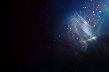 Wall Mural - abstract glitter blue and gold lights background. de-focused