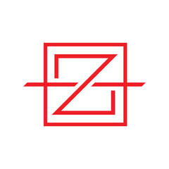 Poster - The image shows a flat logo design of an initial letter Z in red color in a square frame that looks clean and sharp on a white background