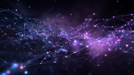 Wall Mural - Abstract Cosmic Nebula with Purple and Blue Glowing Stars