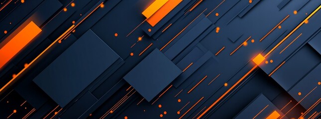 Wall Mural - Abstract Dark Blue and Orange Geometric Background