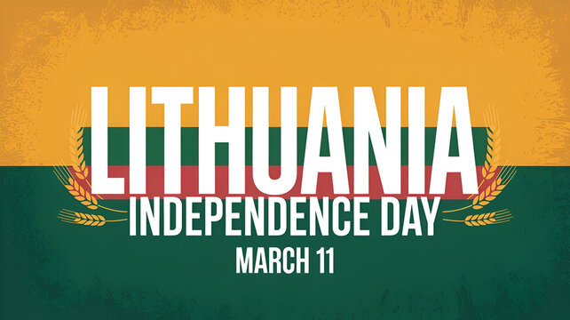 Lithuanian holiday celebrate on March 11. Vector template for banner, flyer, greeting card, postcard, etc.