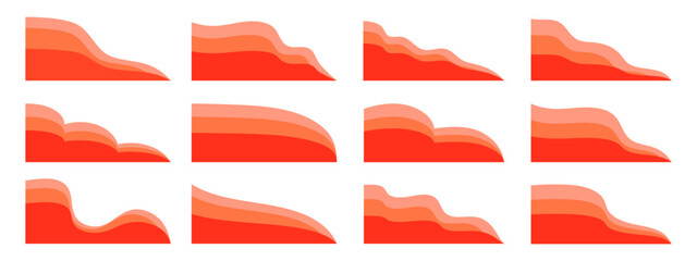 Wall Mural - Set of red corner shape for website page, banner, card, template vector illustration