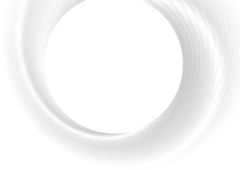 Fototapete - Light grey and white smooth glossy wavy circle abstract geometric background. Futuristic vector design