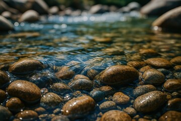 Poster - Rocks in stream reflecting light.