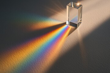Aufkleber - clear glass prism casting rainbow of light on floor.