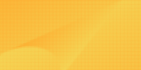 Yellow orange halftone pattern. Retro comic gradient background. Square pixilated dot cartoon texture. Pop art faded gradient pattern