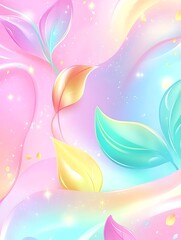 Poster - Pastel leaves in liquid design