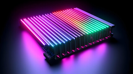 Wall Mural - Glowing Rainbow Led Ram
