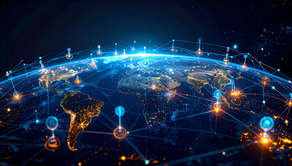 Aufkleber - Global Digital Network A Surreal Visualization of Evolving Brand Identity Across Touchpoints