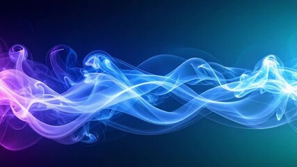 Wall Mural - Purple, teal smoke waves flow, digital art, abstract background, website design