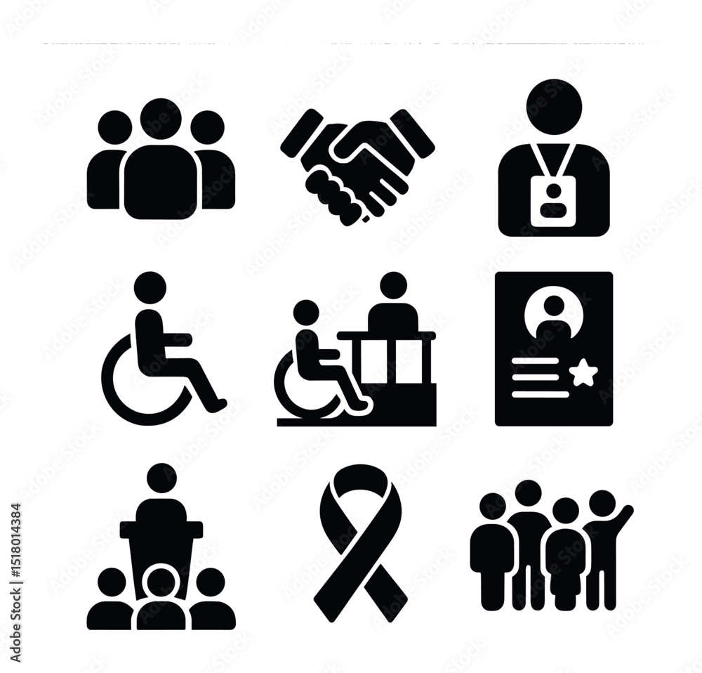 Community Inclusion Icons. Solid, filled icons set of community ...