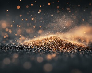 Poster - Golden particles on dark surface