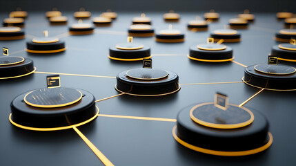 Wall Mural - Abstract Network Of Glowing Circles
