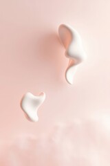 Poster - Abstract forms of cream or foam floating gently against a soft pink background, creating a peaceful and minimalist aesthetic