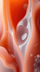 Poster - Fluid shapes and vibrant colors blend together in a dynamic high-contrast abstract composition showcasing orange and white tones