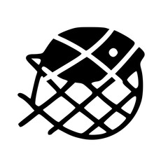 Poster - Minimalist Black Line Fish in Net Simple Aquatic Creature Symbol