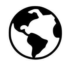Poster - Minimalist Line Art Globe Earth Sphere World Continent Icon Illustration