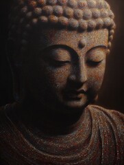 Aufkleber - Buddha Statue Made of Tiny Dots, Representing Inner Peace and Spiritual Enlightenment for Meditation and Mindfulness Practices : Generative AI