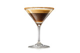 PNG Elegant espresso martini with sugar rim on reflective surface