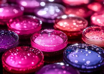Poster - Colorful round containers with water droplets