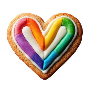 festive pride heart shaped cookie on transparent background