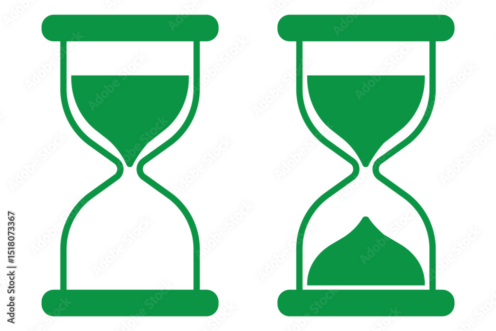Sand watch icon set . Hourglass symbol. Flat vector graphic design ...
