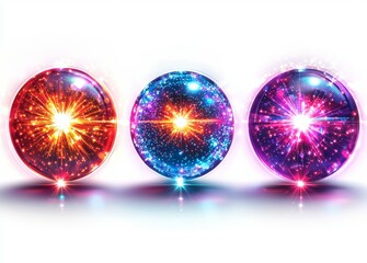Poster - Collection of Transparent Light Effects, including Modern Neon Flare and Futuristic Glow for Button and Game Interface Design, featuring Energy Universe Aura, Vibrant Radiance, Disco Glare, Space