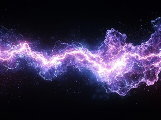 Poster - A modern purple glow is set against a dark backdrop, showcasing an illuminated violet electrical discharge with a neon effect