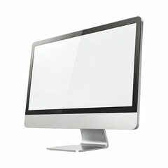Poster - Modern desktop computer monitor angled isolated on white background with blank screen