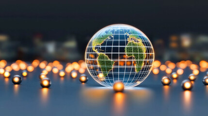 Fototapete - Globe conceptual world network digital glowing sphere connection modern technology earth global futuristic abstract background
