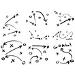 © Taras - Hand-drawn sports tactic layout with player positions and arrows. Set of Strategy diagram for teamwork.