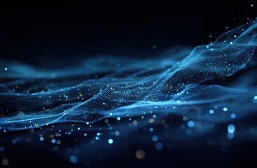Poster - Abstract network with blue lights and particles