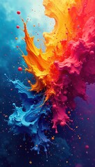 Wall Mural - vibrant hues burst forth in a chaotic yet beautiful explosion of color, a swirling vortex of paint a