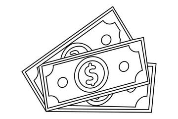 Fototapete - Continuous line dollar illustration outline