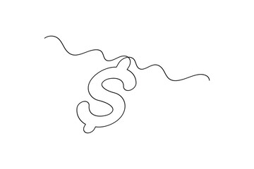 Fototapete - Continuous line dollar illustration outline