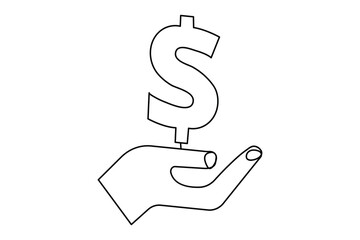 Fototapete - Continuous line dollar illustration outline