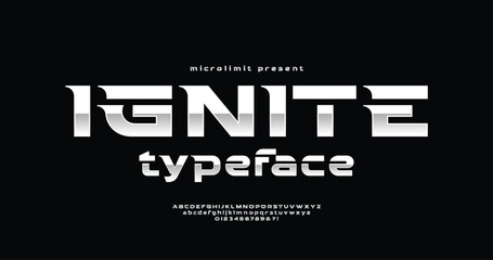 Poster - Ignite: Modern Sport Futuristic Font. Typeface urban style fonts for technology, digital, movie, logo design. Alphabet Collections
