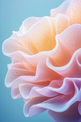 Poster - Abstract wavy form with delicate texture on a smooth light blue plane. Soft pastel colors show gentle light and flowing curves.