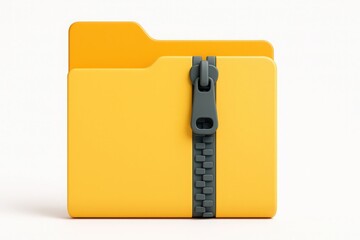 Fototapete - Conceptual illustration of a digital file folder with a zipper symbolizing data compression and storage solutions for computer files