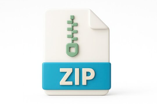 3d render of a zip file icon depicting data compression and file archiving for digital storage solutions.
