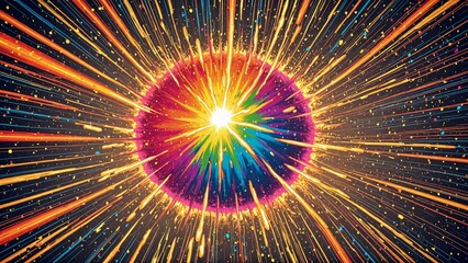 Wall Mural - Rainbow dust powder explosion transparent PNG, isolated background. Dynamic blast eruption, vibrant colorful effect, lgbt, party, celebration, festival, color run element