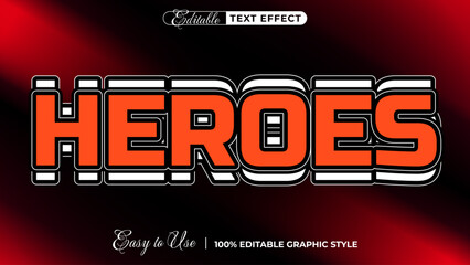 Poster - Heroes editable text effect, 3d typography in graphic styles