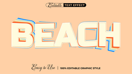 Poster - beach editable text effect, 3d typography in graphic styles