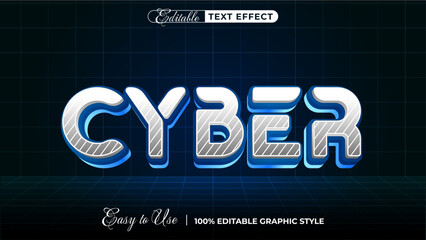 Poster - Cyber editable text effect, 3d typography in graphic styles