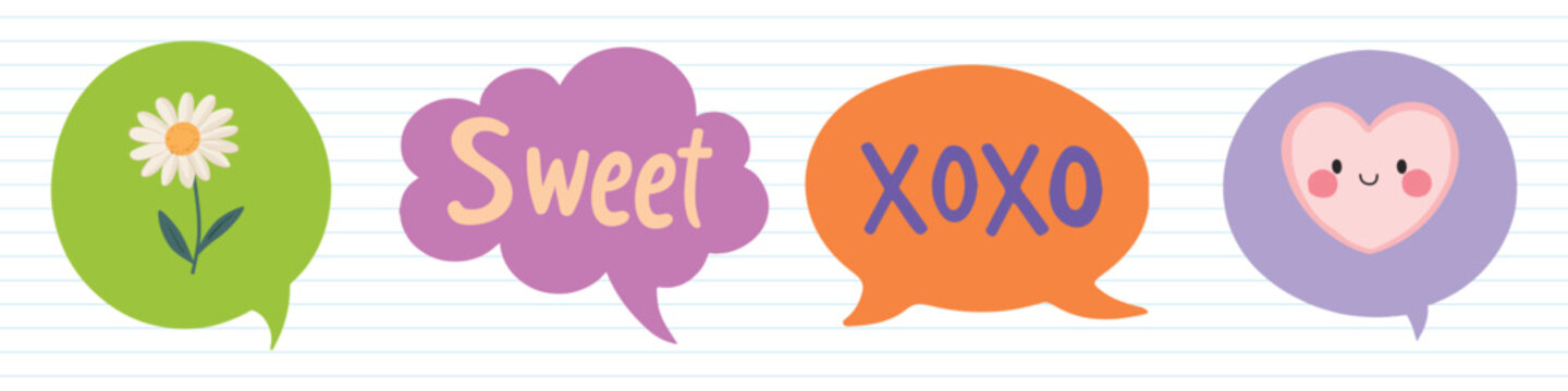Colorful speech bubble stickers, element vector set