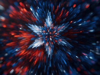 Poster - Abstract explosion in red white and blue